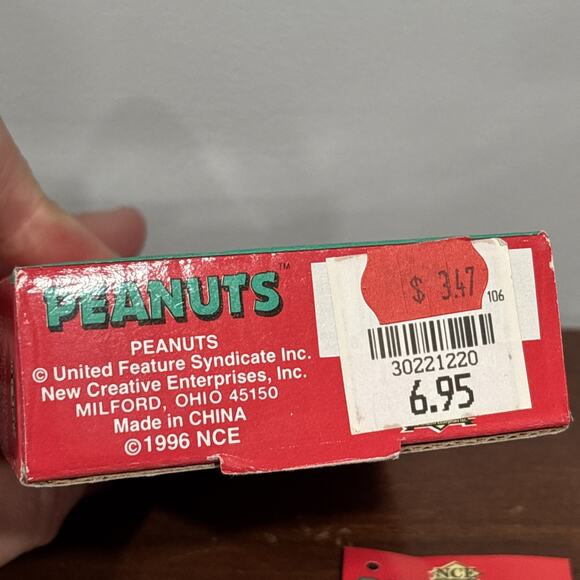 Vintage Peanuts Snoopy Woodstock Christmas Santa Mini Wind Chime In Box NCE 1996 - Picture 11 of 12